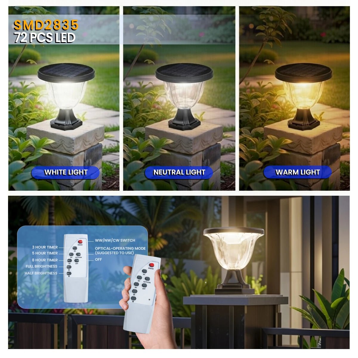 NovusTech Solar Gate Light 72 LED – Outdoor Garden Pillar Lamp with LiFePO4 Battery - Image 6