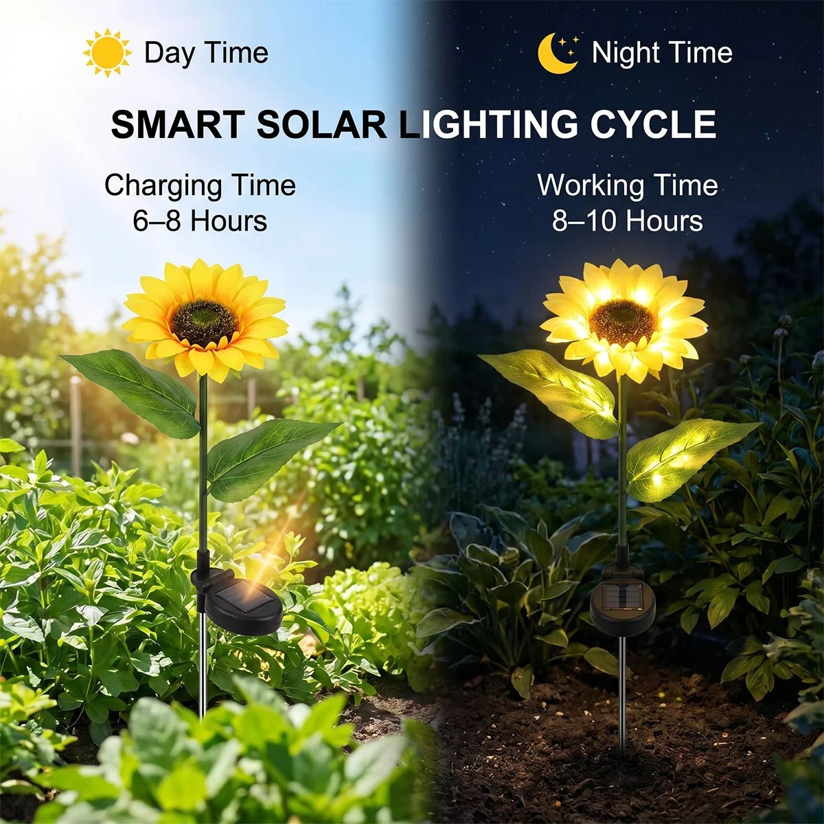 NovusTech 9 LED Solar Sunflower Garden Light Outdoor – Waterproof | Solar Light for Home India Warm White - Image 5
