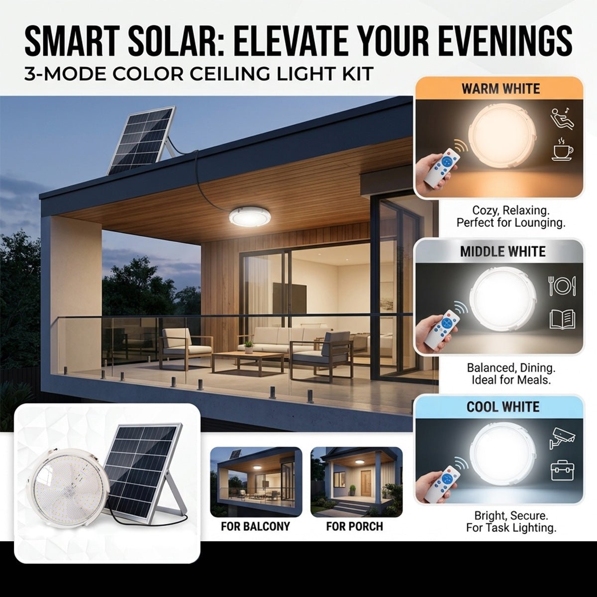 NovusTech 200W Solar Ceiling Light – Outdoor & Indoor LED Waterproof | Solar Light for Home & Garden India - Image 6