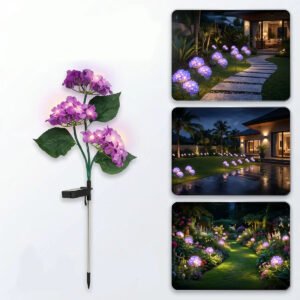 NovusTech Solar Decorative Light Hydrangea Flower Shaped RGB Color LED Waterproof Outdoor Home Garden Yard(Lavender Color)