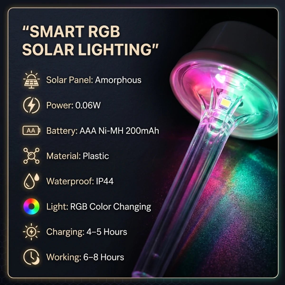 NovusTech Solar Spike Decorative Light – RGB Color - Image 2