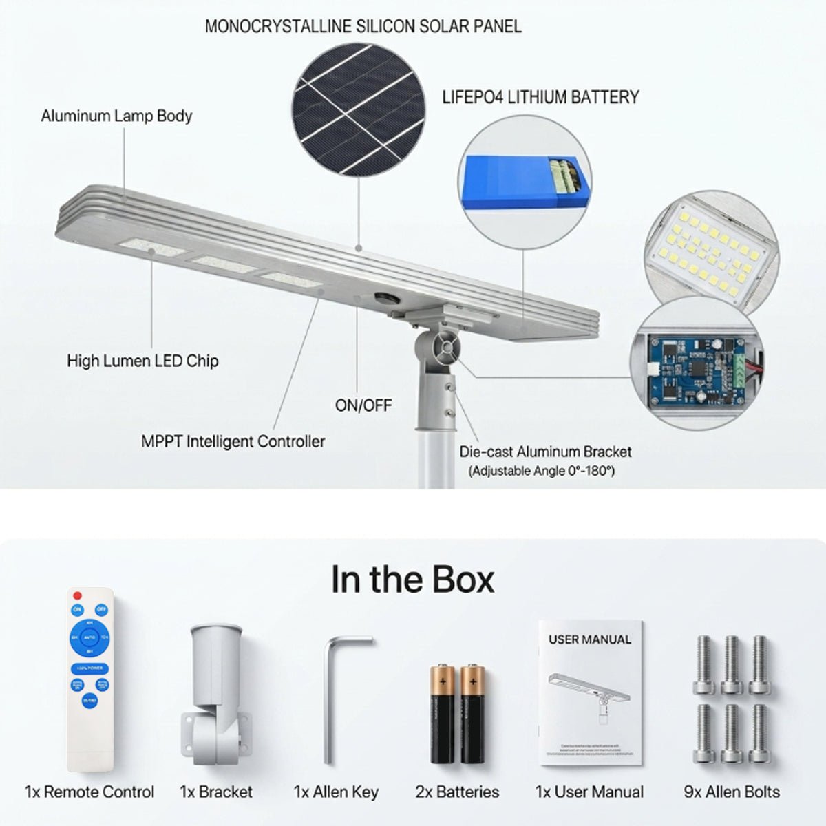 NovusTech 200W All-in-One Solar Street Light – Aluminium Body - Image 2