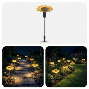 NovusTech Solar Sunflower Garden Decoration Light – Outdoor Waterproof | Solar Light for Home India Warm White (Refurbished)
