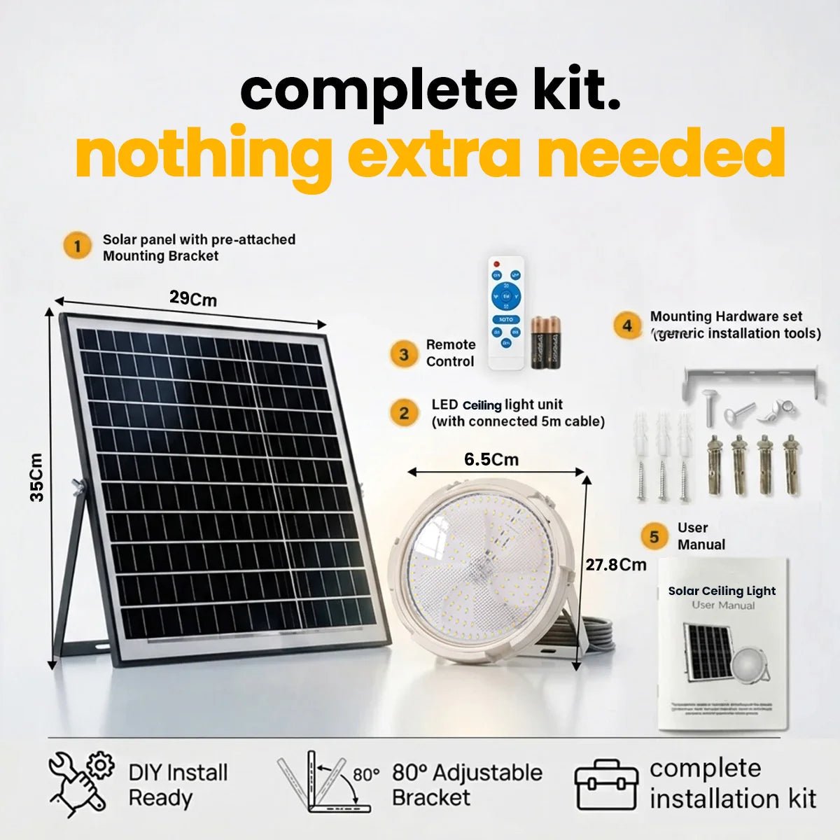 NovusTech 100W Solar Ceiling Light – Outdoor & Indoor LED Waterproof | Solar Light for Home & Garden India - Image 4