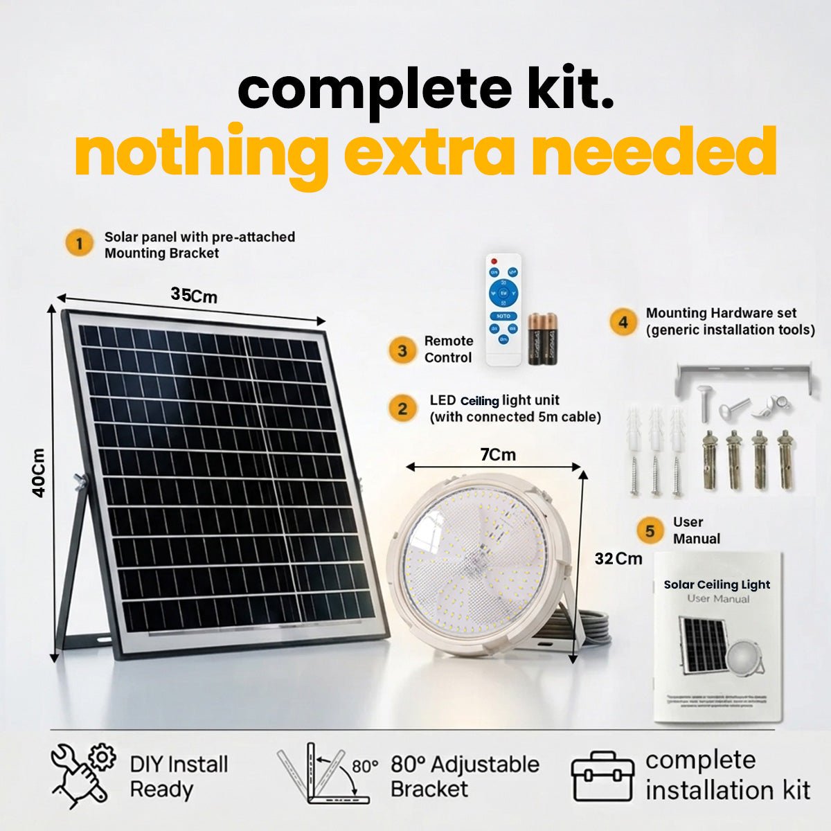 NovusTech 200W Solar Ceiling Light – Outdoor & Indoor LED Waterproof | Solar Light for Home & Garden India - Image 4