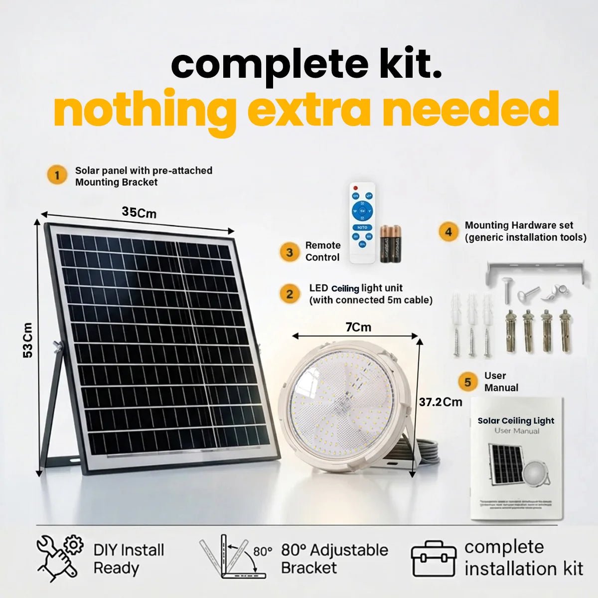 NovusTech 300W Solar Ceiling Light – Outdoor & Indoor LED Waterproof | Solar Light for Home & Garden India - Image 4