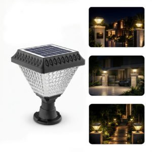 NovusTech 33 LED Solar Pillar & Gate Post Light – Waterproof | Solar Light for Home & Garden India Warm White+RGB