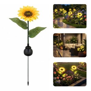 NovusTech 9 LED Solar Sunflower Garden Light Outdoor – Waterproof | Solar Light for Home India Warm White