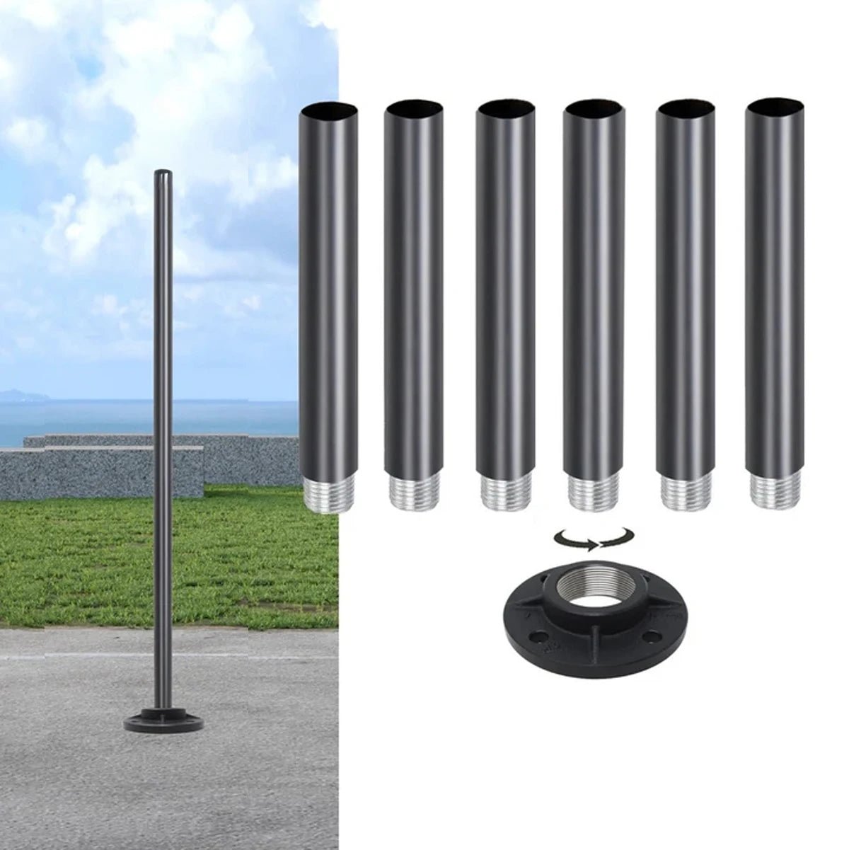 NovusTech Adjustable 4–14 Ft Aluminium Pole & Base Only – Solar Light Not Included | For CCTV - Image 10