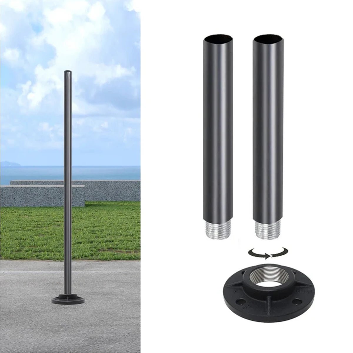 NovusTech Adjustable 4–14 Ft Aluminium Pole & Base Only – Solar Light Not Included | For CCTV - Image 6