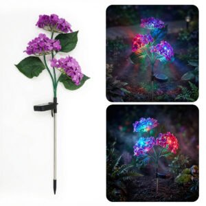 NovusTech Solar Hydrangea Flower Decorative Light – RGB Lavender