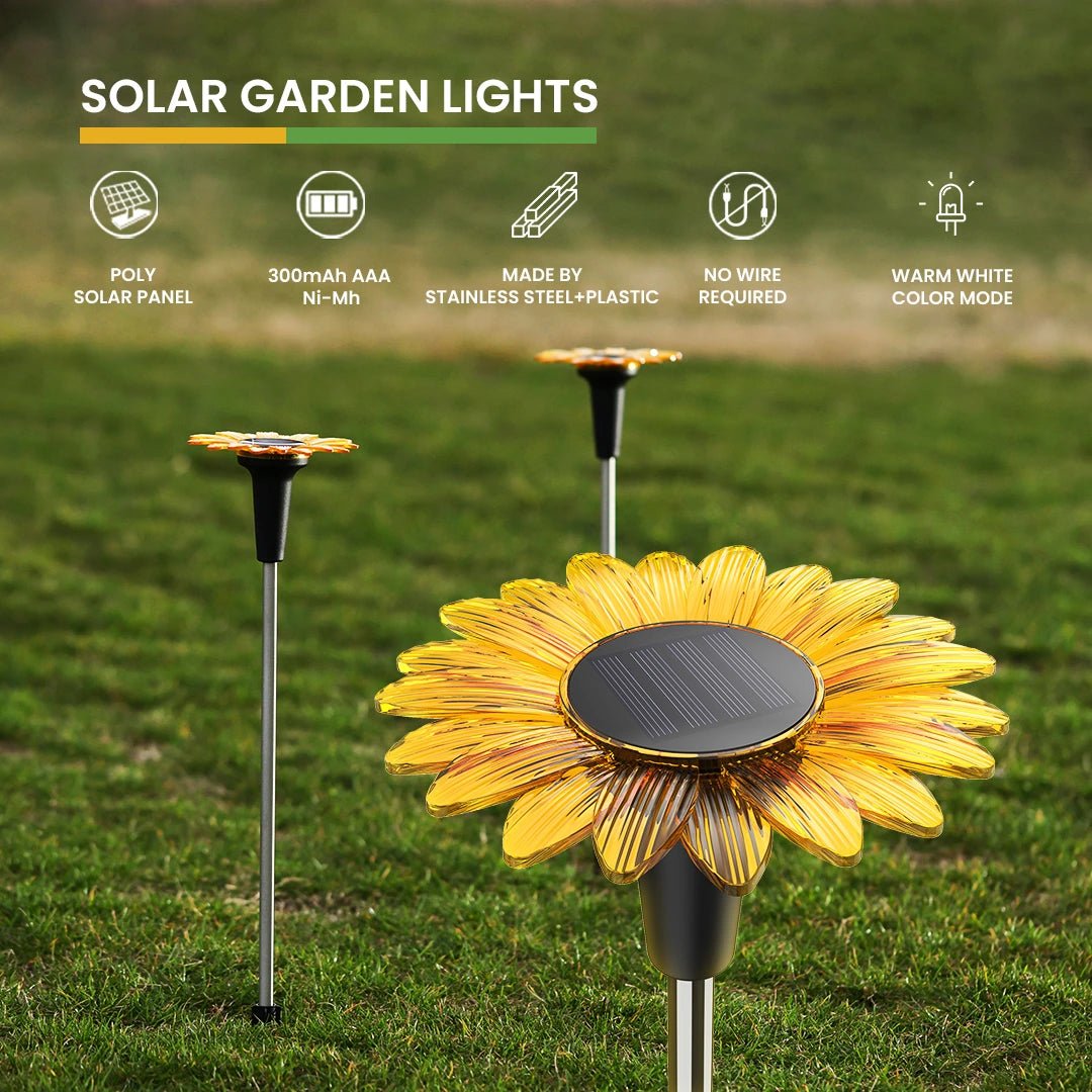 NovusTech Solar Sunflower Garden Decoration Light – Outdoor Waterproof | Solar Light for Home India Warm White - Image 2