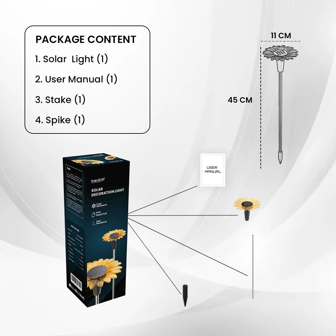 NovusTech Solar Sunflower Garden Decoration Light – Outdoor Waterproof | Solar Light for Home India Warm White - Image 4