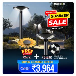 NovusTech 300W Solar UFO Garden Light – Waterproof LED | Solar Light for Home & Garden Outdoor India (Cool White)