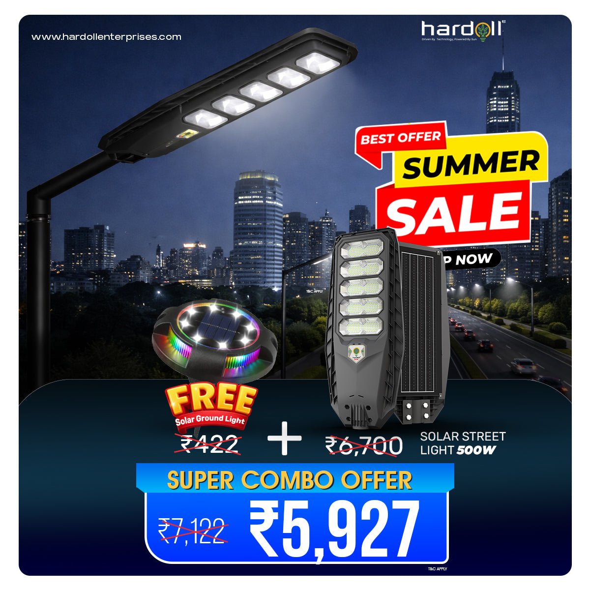 NovusTech 500W All-in-One Solar Street Light – ABS