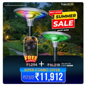 NovusTech 1200W Solar UFO Light – Waterproof LED | Solar Light for Home & Garden Outdoor India (Warm/Cool White+RGB)