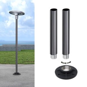 NovusTech Adjustable 4–14 Ft Aluminium Pole & Base Only – Solar Light Not Included | For CCTV
