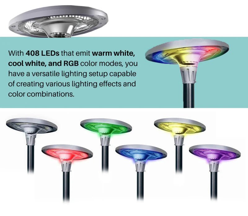 NovusTech 800W Solar UFO Street Light – Waterproof LED | Solar Light for Home & Garden Outdoor India (Warm/Cool White+RGB) - Image 5