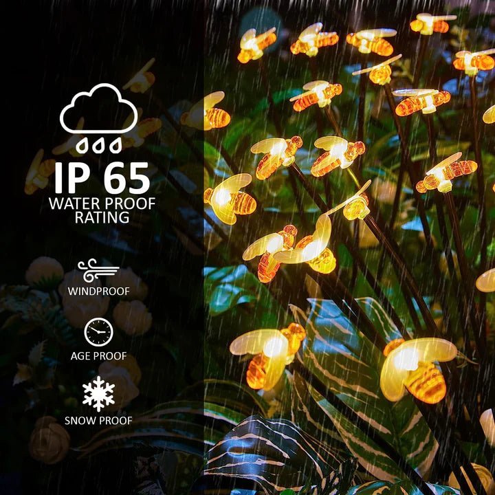 NovusTech 24 LED Solar Honey Bee Garden Light Stake – Waterproof | Solar Light for Home & Garden India (Set of 4) - Image 3