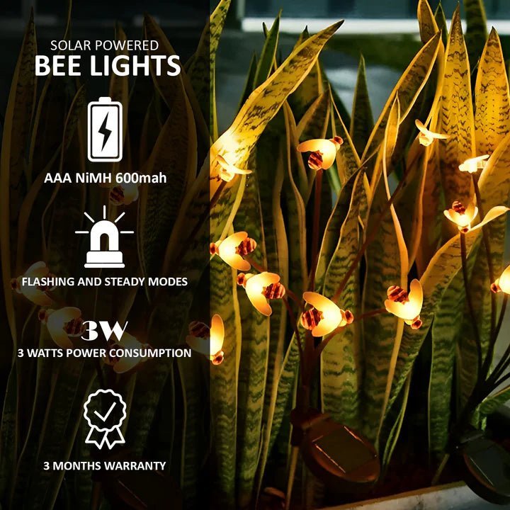 NovusTech 24 LED Solar Honey Bee Garden Light Stake – Waterproof | Solar Light for Home & Garden India (Set of 4) - Image 2